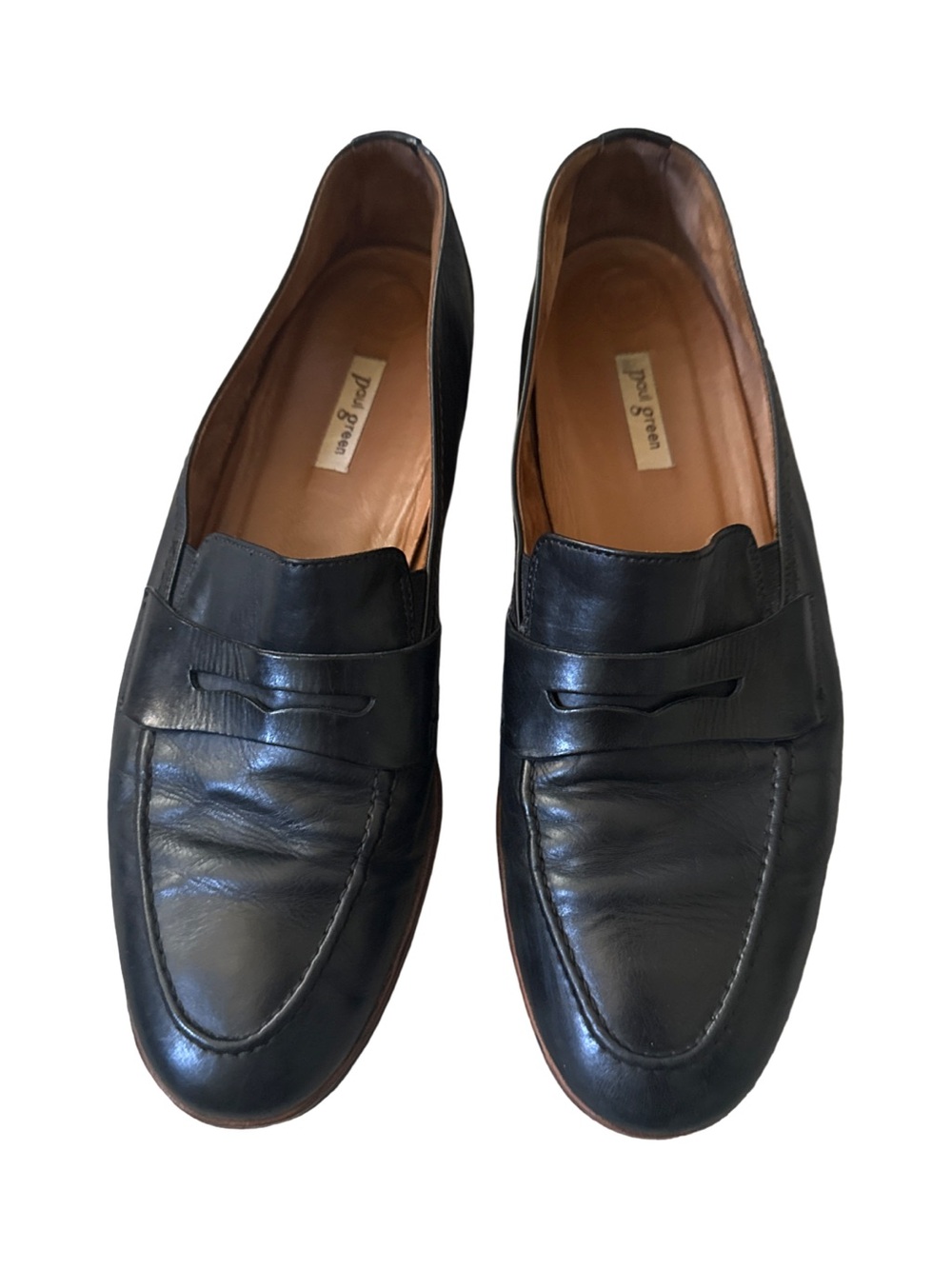 Paul Green Women’s Black Leather Penny Loafers UK 6 US 8.5 Vibram Sole Slip-On